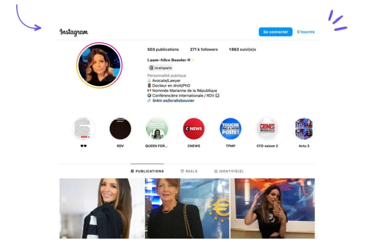 Exemple de publicité avocats : le compte Instagram Loralis Bouvier