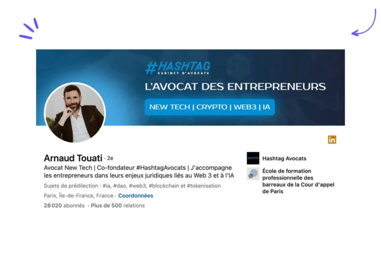 Exemple de publicité avocats : le compte LinkedIn d'Arnaud Touati