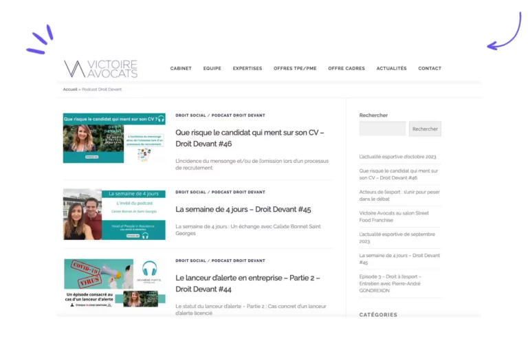 Exemple de publicité avocats : le podcast du cabinet d'avocats Victoire Avocats