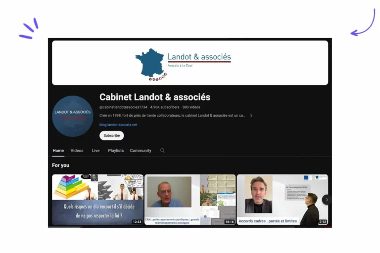 Exemple de publicité avocats : la chaîne Youtube du cabinet Landt & associés